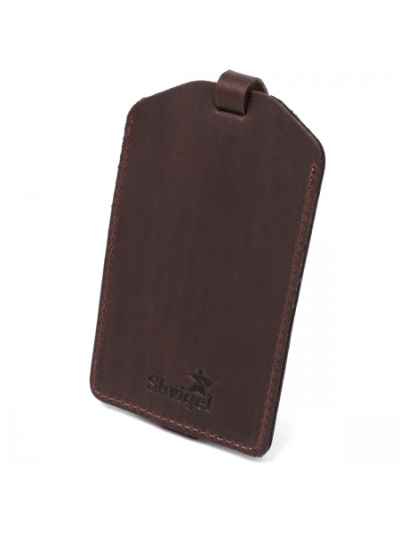 Вінтажна бирка на валізу з натуральної шкіри Shvigel 16555 Коричневий