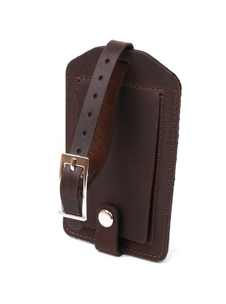 Вінтажна бирка на валізу з натуральної шкіри Shvigel 16555 Коричневий