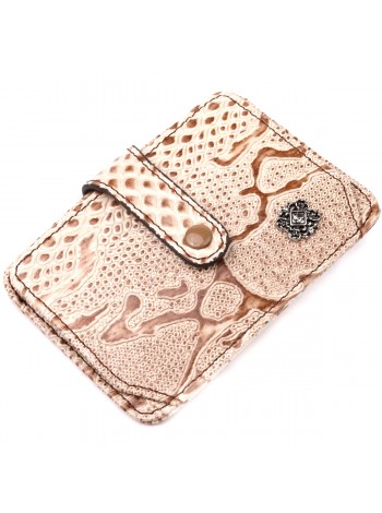 Візитниця з натуральної фактурної шкіри під змію KARYA 20962 Бежевий