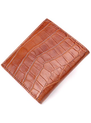 Надійний чоловічий гаманець із фактурної шкіри під рептилію KARYA 21058 Коричневий