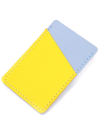Оригінальний шкіряний картхолдер комбі двох кольорів Серце GRANDE PELLE 16701 Жовто-блакитний