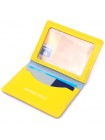 Оригінальна шкіряна обкладинка на документи комбі двох кольорів Серце GRANDE PELLE 16707 Жовто-блакитна