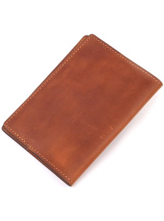 Оригінальна обкладинка на паспорт із вінтажної шкіри Україна GRANDE PELLE 16728 Світло-коричнева