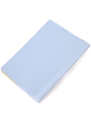 Оригінальна шкіряна обкладинка на паспорт комбі двох кольорів Серце GRANDE PELLE 16729 Жовто-блакитна