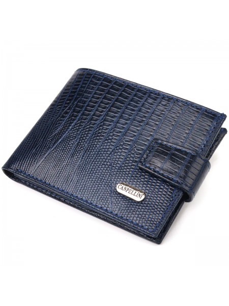 Гідний чоловічий гаманець із натуральної фактурної шкіри CANPELLINI 21515 Синій