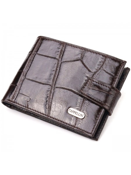 Надійний чоловічий гаманець із натуральної фактурної шкіри CANPELLINI 21516 Коричневий