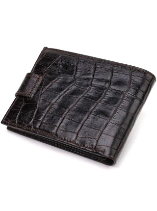 Фактурний невеликий чоловічий гаманець із натуральної шкіри з тисненням під крокодила CANPELLINI 21747 Чорний