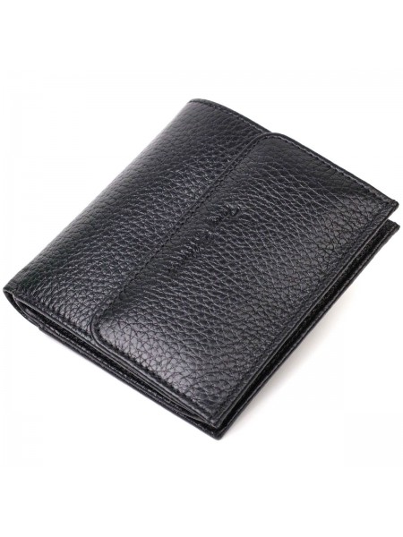 Компактний жіночий гаманець із місткою монетницею на кнопці з натуральної шкіри Tony Bellucci 22010 Чорний