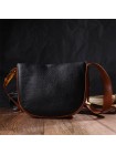 Жіноча напівкругла сумка крос-боді з натуральної шкіри 22093 Vintage Чорна
