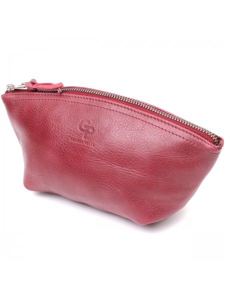 Зручна жіноча шкіряна косметичка GRANDE PELLE 16792 Бордовий