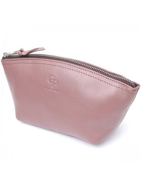 Чарівна жіноча шкіряна косметичка GRANDE PELLE 16793 Пудровий