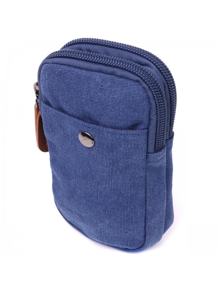 Практична сумка-чохол на пояс із металевим карабіном із текстилю Vintage 22226 Синій
