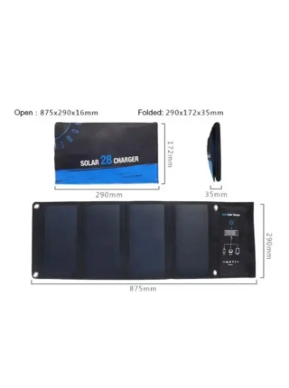 Сонячна панель Solar panel 28W B428 для заряджання гаджетів (Чорний)
