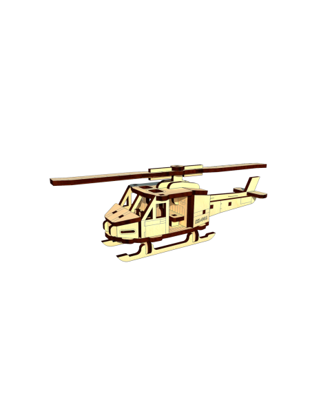 Механічний дерев'яний 3D пазл PUZLY міні-конструктор "Гелікоптер" 48 ел.