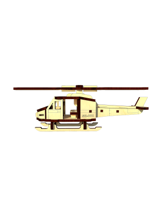 Механічний дерев'яний 3D пазл PUZLY міні-конструктор "Гелікоптер" 48 ел.