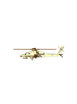 Механічний дерев'яний 3D пазл PUZLY конструктор "Гелікоптер" 119 ел.