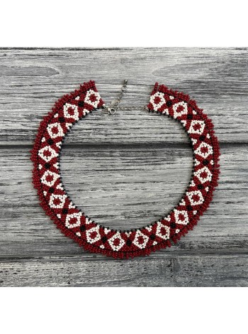 Кольє-силянка із бісеру HatynkaUA Necklace намисто ручної роботи в етнічному стилі до вишиванки (SUN999_50)