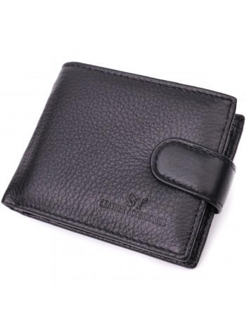 Невеликий місткий гаманець із натуральної шкіри ST Leather 22456 Чорний