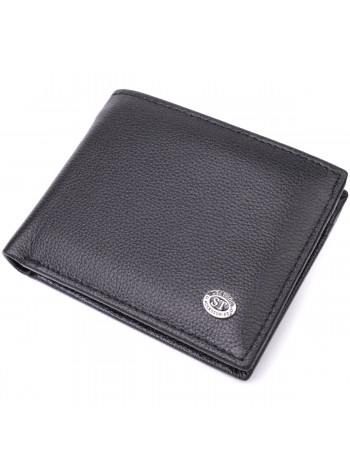Компактне чоловіче портмоне з натуральної шкіри ST Leather 22486 Чорний