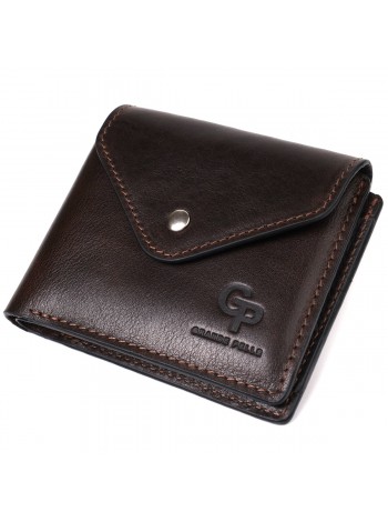 Чоловічий гаманець із глянсової натуральної шкіри GRANDE PELLE 16807 Коричневий