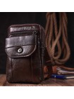 Компактна чоловіча сумка на пояс із натуральної шкіри Vintage 22141 Коричневий