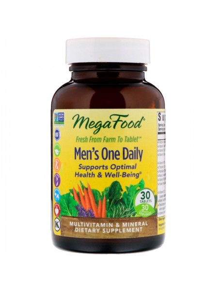 Вітаміни для чоловіків, Mega Food, Men's One Daily, без заліза, 1 на день, 30 таблеток (2293)