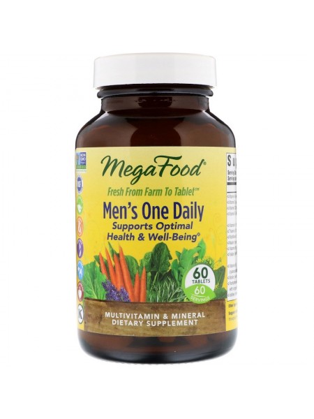 Вітаміни для чоловіків, Mega Food, Men's One Daily, без заліза, 1 на день, 60 таблеток (2292)
