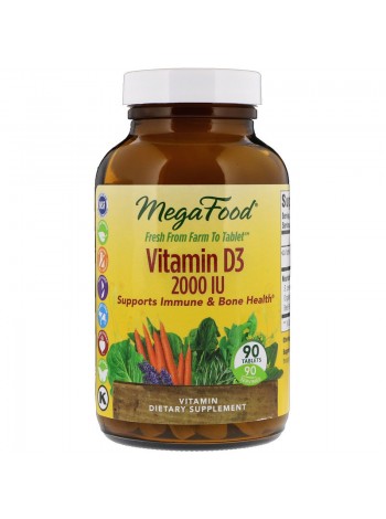 Вітамін Д3, MegaFood, 2000 МО, 90 таблеток (8019)