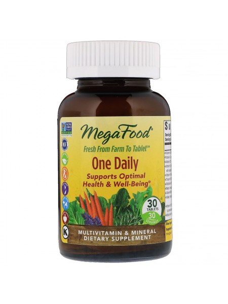 Мультивітаміни, MegaFood, One Daily, 1 на день, 30 таблеток (8100)