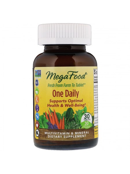 Мультивітаміни, MegaFood, One Daily, 1 на день, 30 таблеток (8100)
