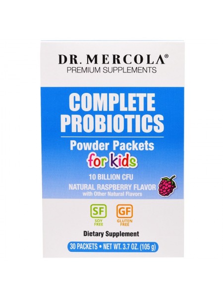 Пробіотики для дітей із смаком малини Complete Probiotics Dr. Mercola порошок 30 пакетів по 3.5 г (15741)