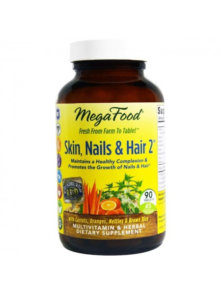 Вітаміни для волосся, шкіри та нігтів, MegaFoods, Skin, Nails & Hair 2, 90 таблеток (16932)