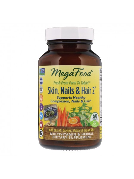 Вітаміни для волосся, шкіри та нігтів, MegaFood, Skin, Nails & Hair 2, 60 таблеток (30779)