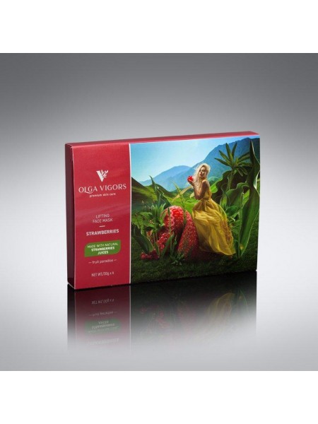Ліфтингова маска для обличчя Полуниця Vigor 4 шт