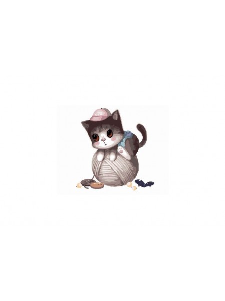 Картина по номерам. Brushme "Маленький котик із клубком" GX8400