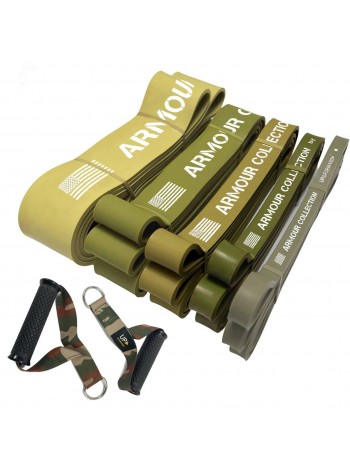 Гумові петлі для підтягування і тренувань UP & FORWARD 5 шт. 3 - 55 кг UF1000-1 та ручки 2 шт HANDLES + BANDS
