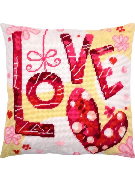 Набір для вишивання декоративної подушки Чарівниця Love 40×40 см V-223