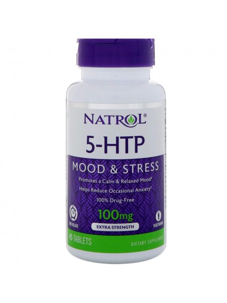 5-HTP 5-гідрокситриптофан Natrol уповільненого вивільнення 100 мг 45 таблеток