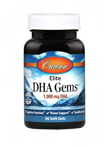 Докозагексаєнова кислота ДГК Elite DHA Gems Carlson Labs 1000 мг 30 гелевих капсул