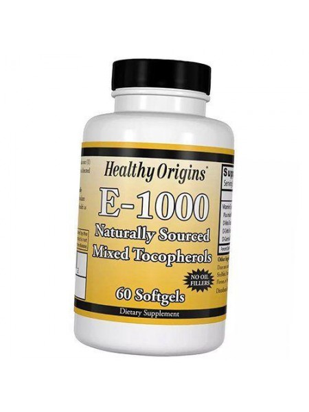 Вітамін Е Суміш токоферолів Vitamin E-1000 Healthy Origins 60 шкарпетокпс (36354041)