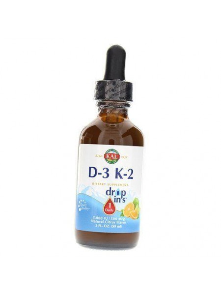 Рідкий Вітамін Д3 К2 Vitamin D-3 K-2 Drop KAL 59 мл Цитрус (36424009)