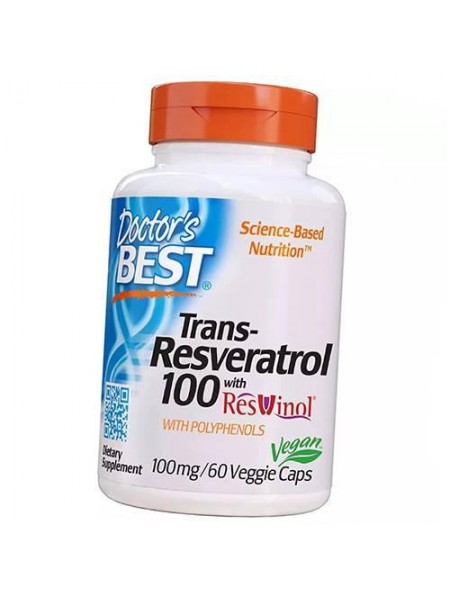 Транс Ресвератрол з поліфенолами Trans-Resveratrol 100 Doctor's Best 60 вегекапс (70327001)