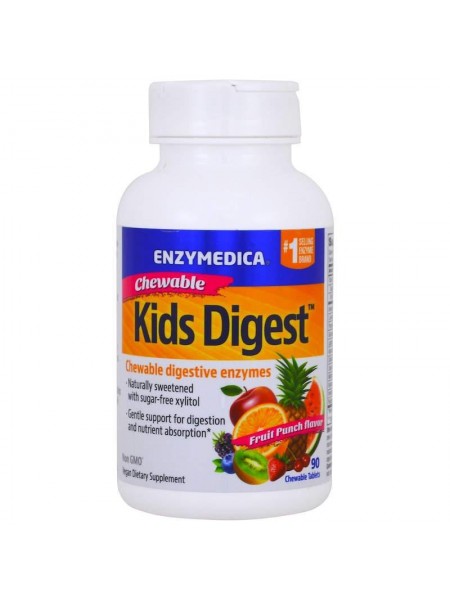Травні ферменти для дітей Kids Digest Enzymedica фруктовий смак для веганів 90 жувальних таблеток