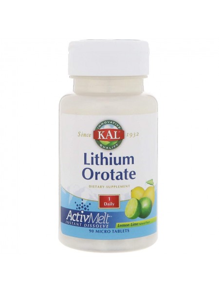 Обертає літієве зі смаком лимона та лайма Lithium Orotate KAL 5 мг 90 таблеток