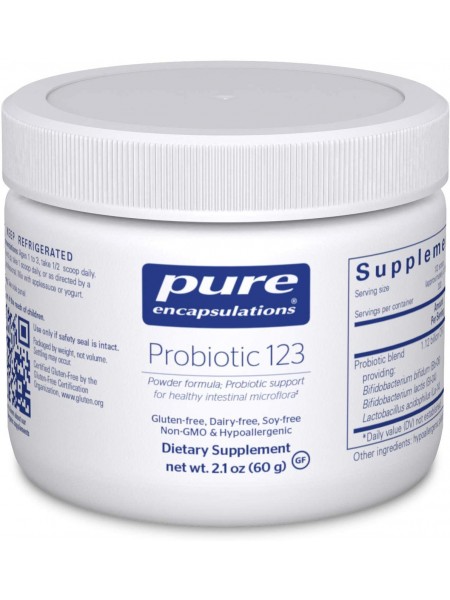 Пробіотики підтримка здорової мікрофлори кишківника для дітей Probiotic 123 Pure Encapsulations 60 г