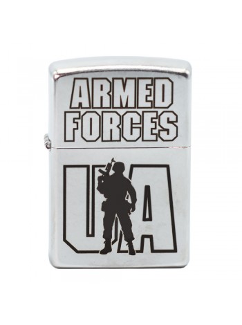 Запальничка бензинова Zippo Street Chrome 207 з гравіюванням UA Armed Forces Срібляста (207 AFU)